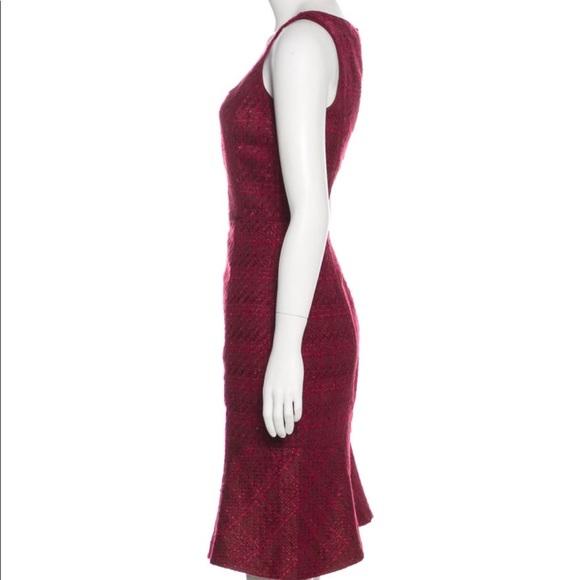burgundy color quince dresses Burgundy Polka Dot Boucle Dress – self-portrait-US